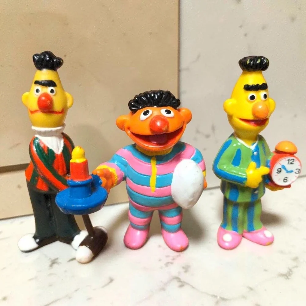 VTG Applause Sesame Street Bert Ernie PVC Figure Lot Pajama Candle Croquet 1980s